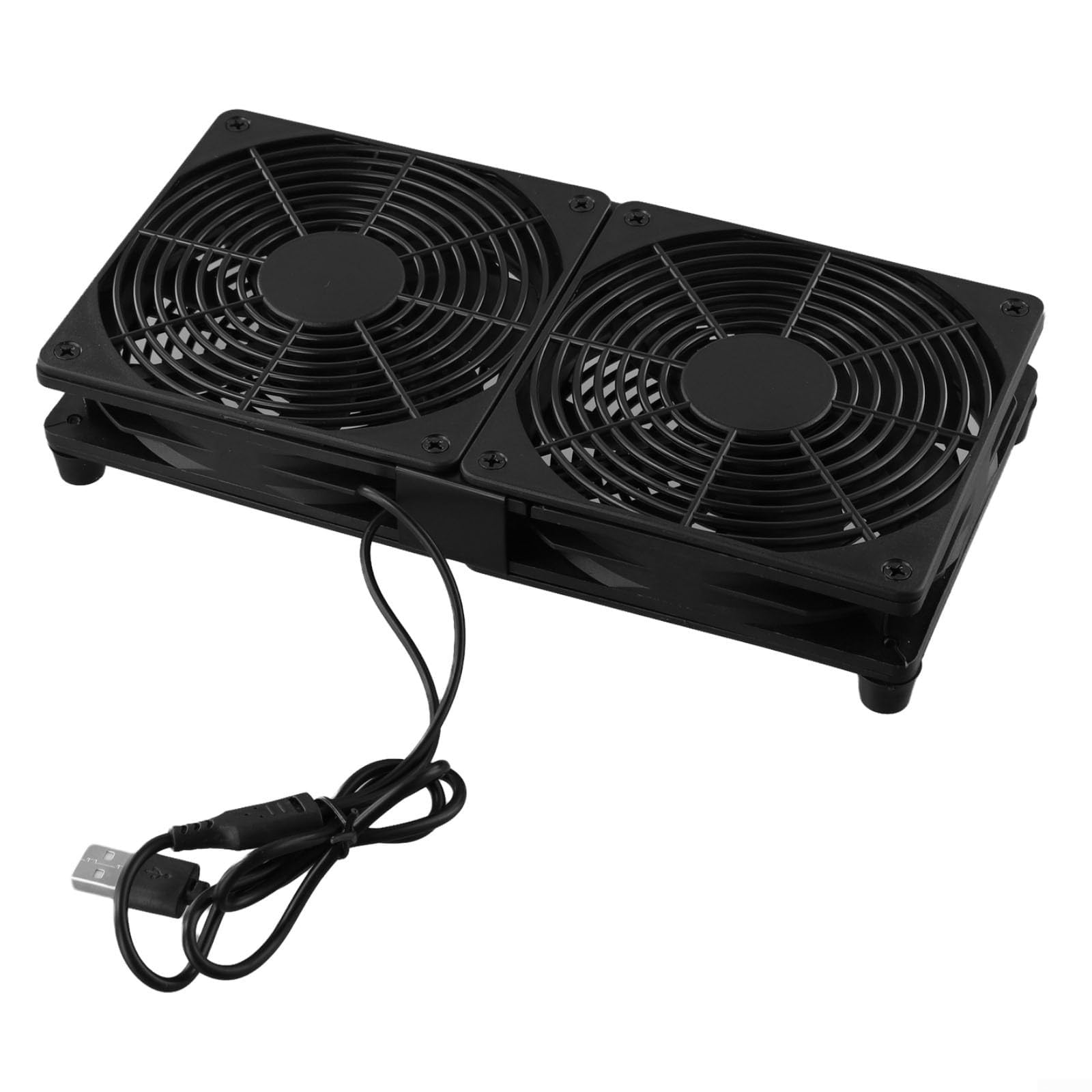 Lot de 2 ventilateurs de 120 mm 5 V pour routeur, silencieux 19 dBA à double axe avec double roulement à billes pour le refroidissement de PC, console de jeu, armoire, DVR et téléviseur