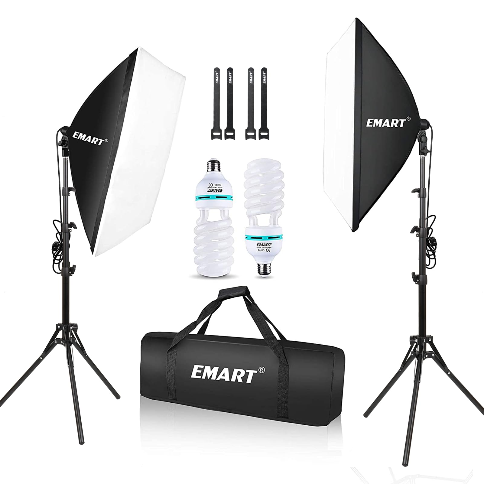 EMART Softbox zestaw do studia fotograficznego, 50 x 70 cm, softboxy o mocy 135 W i torbie transportowej, oświetlenie do studia fotograficznego do fotografii portretowej, studia fotograficznego i