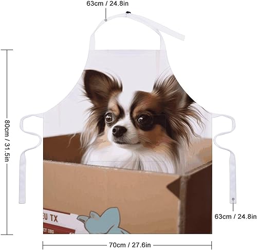 Miniatura 2 de MUSM Papillon in The Box ApronClassic Vintage Funny with Pockets Aprons,Adjustable Bib Waterdrop Resistant for Kitchen Cooking Restaurant BBQ