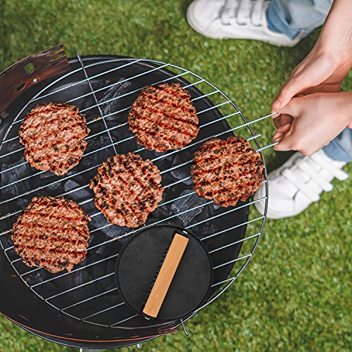 Joeji's Kitchen gietijzeren burgerpers met antiaanbaklaag, zware gietijzeren burgerpers met cool touch houten handvat, geribbelde burgerkraker om perfecte schroeistrips te creëren - Image 7