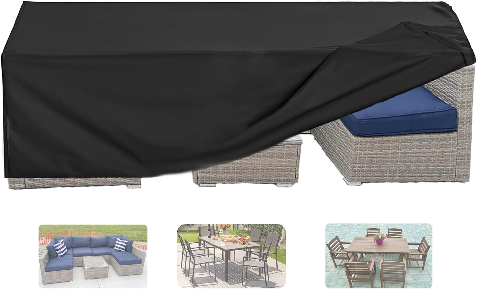 Oslimea Patio Furniture Set Cover Outdoor Sectional Sofa Set Covers Outdoor Table and Chair Set Covers Water Resistant Large, 126" L x 63" W x 28" H