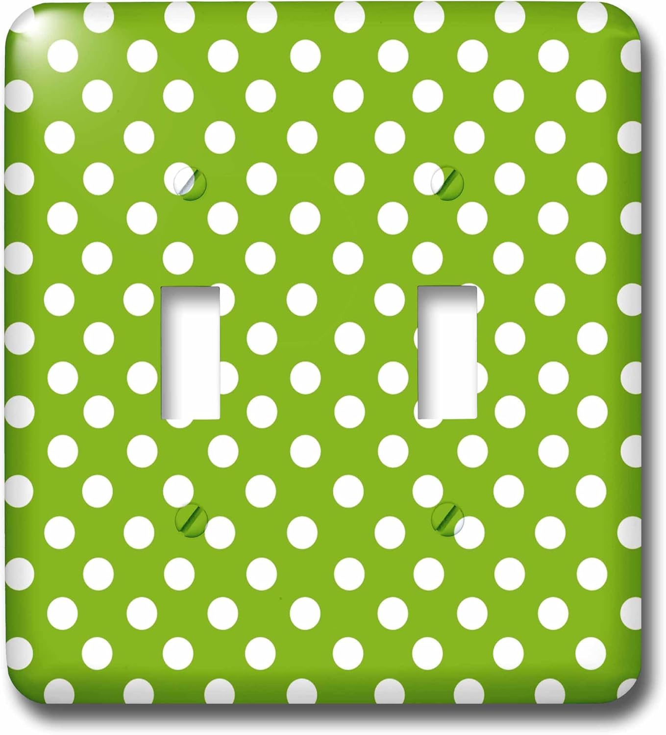3dRose LLC lsp_56695_2 White Polka Dots on Green, Retro 1950S Vintage Style Dot Pattern, Double Toggle Switch