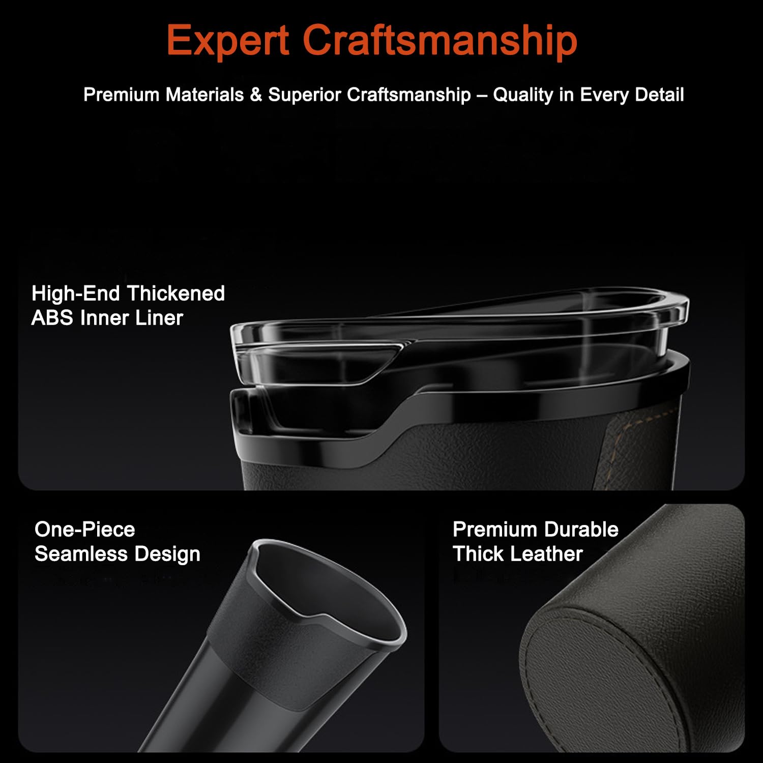 Leakproof Car Trash Can with Removable Liner, Mini Waterproof Car Trash Bin for SUV Truck, Small Auto Garbage Can for Vehicle, Home & Office, Multipurpose, Easy to Clean (Black)