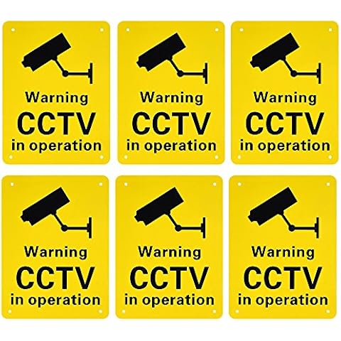 Austor Pre-Drilled CCTV In Operation Sign, Rigid Plastic Signs for Outdoor Use, 150 x 200 mm, 6 Pack Cover