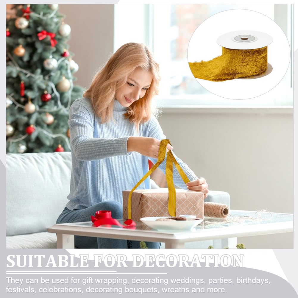 NBEADS 4 Rollo de Cinta de Terciopelo de Seda de Aproximadamente 21.8 Yardas, Cinta de Satén de 4cm con Borde Crudo con Carrete para Envolver Regalos de Boda, Decoración del Hogar, Coco Marrón