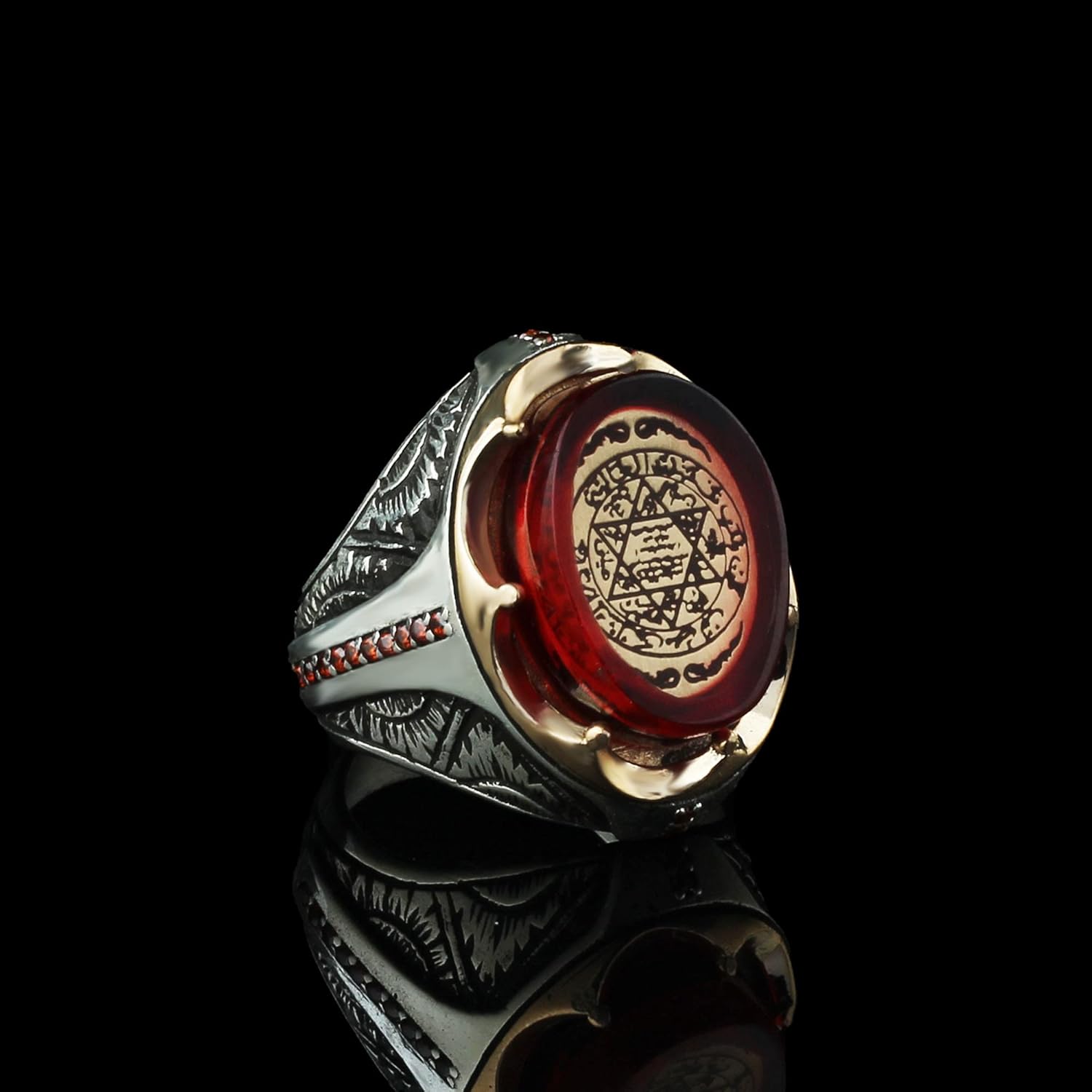 Joint de Solomon Bague en Argent avec Pierre d'Ambre Maroc Ubuy