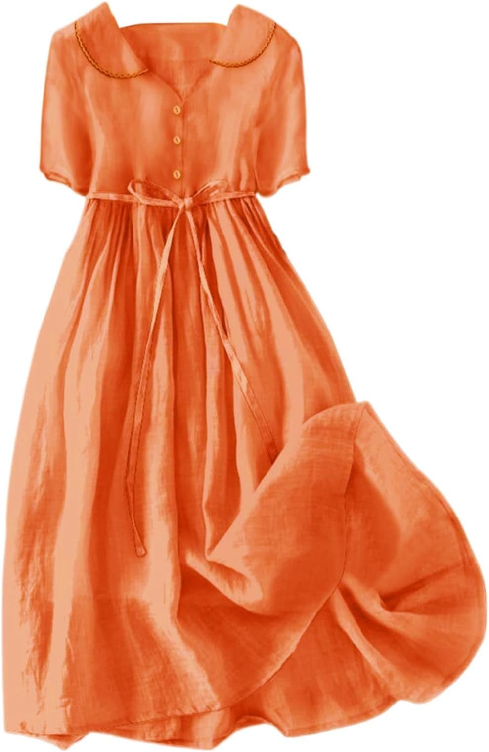 Summer Boho Dresses for Women UK Solid Color Vintage Art Floral Print Lapel Cotton Long Casual Midi Dress Loose Swing Button up Elegant Womens Dresses Bohemian Beach Vacation Maxi Ladies Dress