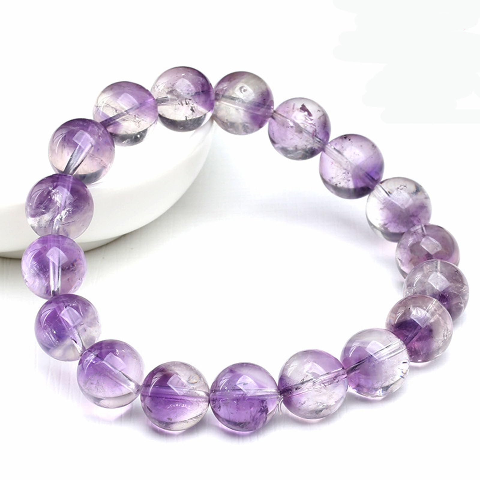 Natürliche Amethyst-Stein-Armbandperlen, Kristallperlen-Armbänder für Frauen, handgefertigtes Edelstein-Heil-Stretch-Armband für Männer, lila Schmuckgeschenke,14mm