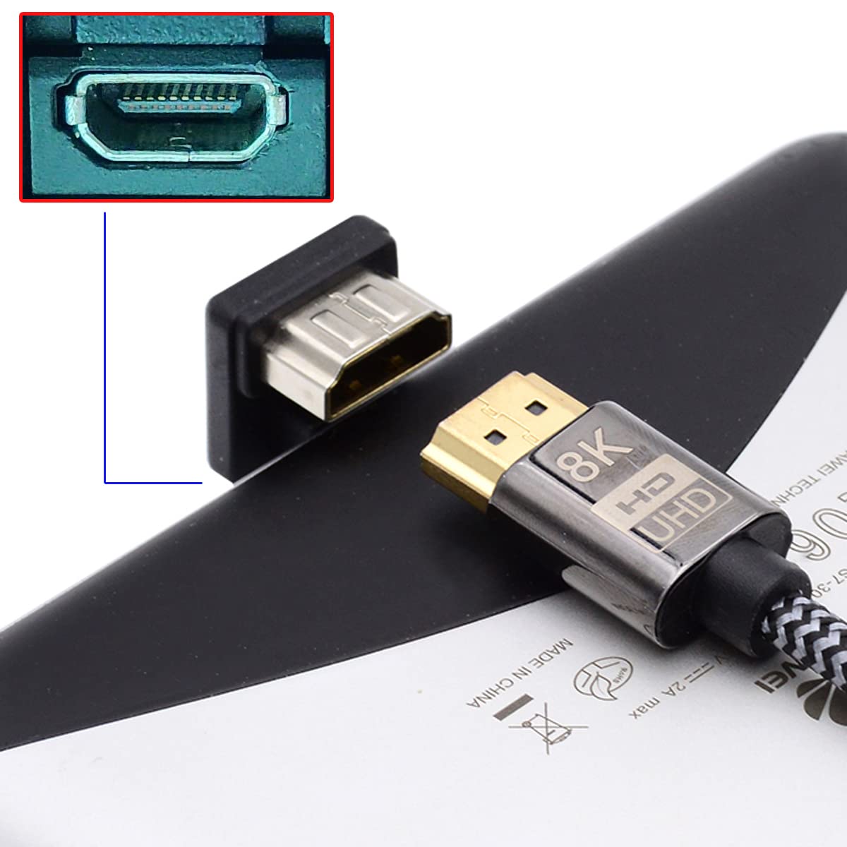 CY Adattatore HDMI 1.4 A U – 2 Pezzi, Maschio-femmina, 360°, 4K A 60Hz, Per Spazi Stretti - 5