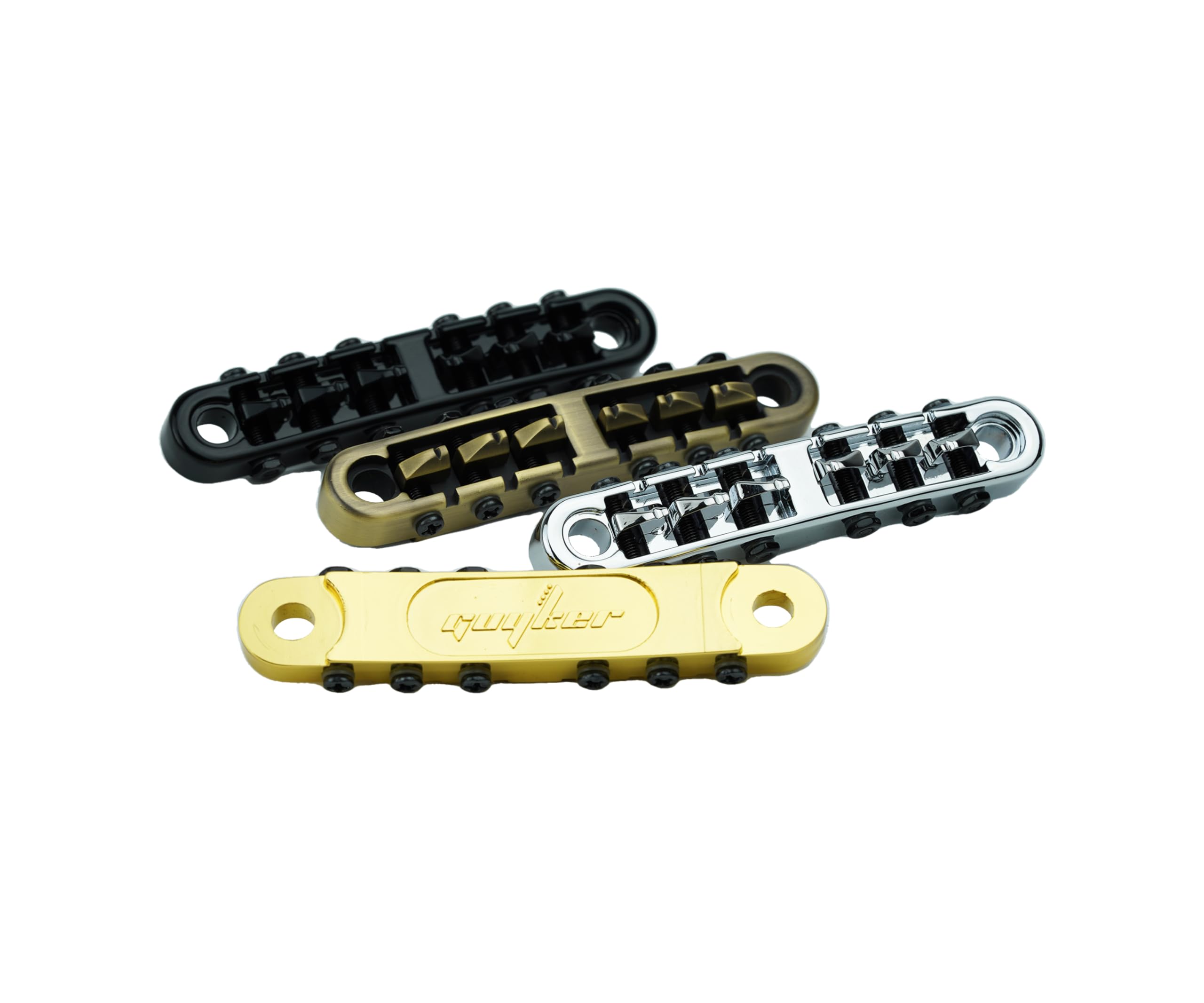 Guyker Guitar Tune O Matic Bridge mit Nieten für 6-saitige E-Gitarre (GM001, Messing)