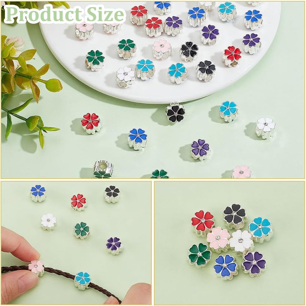 PH PandaHall 32PCS Flower Enamel Beads, 8 Colors Alloy Loose Metal Beads Craft Beads Spacers for Valentine Friendship Bracelets Necklaces Earring Jewelry Making Christmas Tree Ornament - Image 4