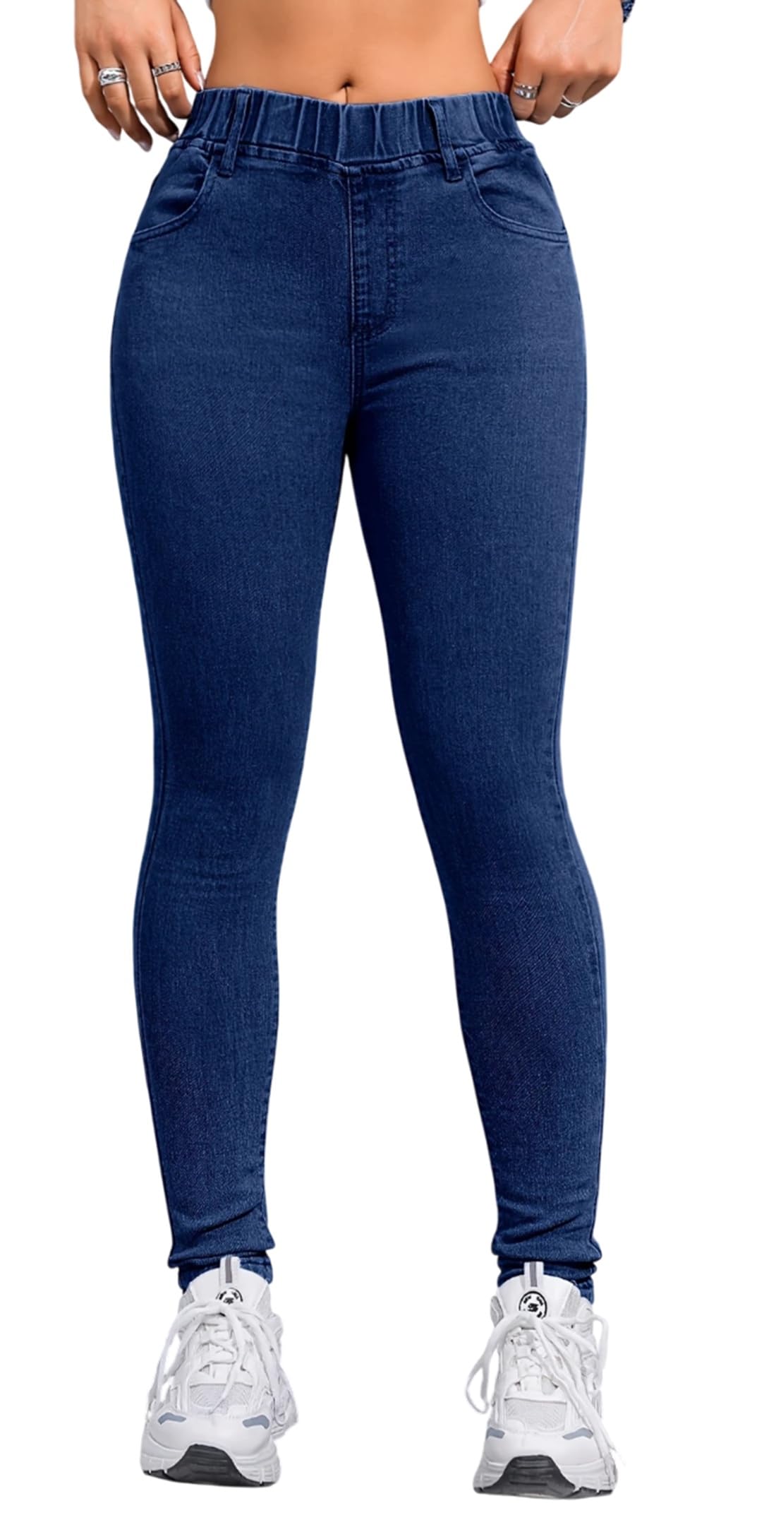Women's Slim Fit Mid Rise Jeggings II Women's Denim Skinny Fit Jeggings with Stretchable Mid-Rise Waist Ankle Length Solid Pattern and Elastic Closure Type-image-32