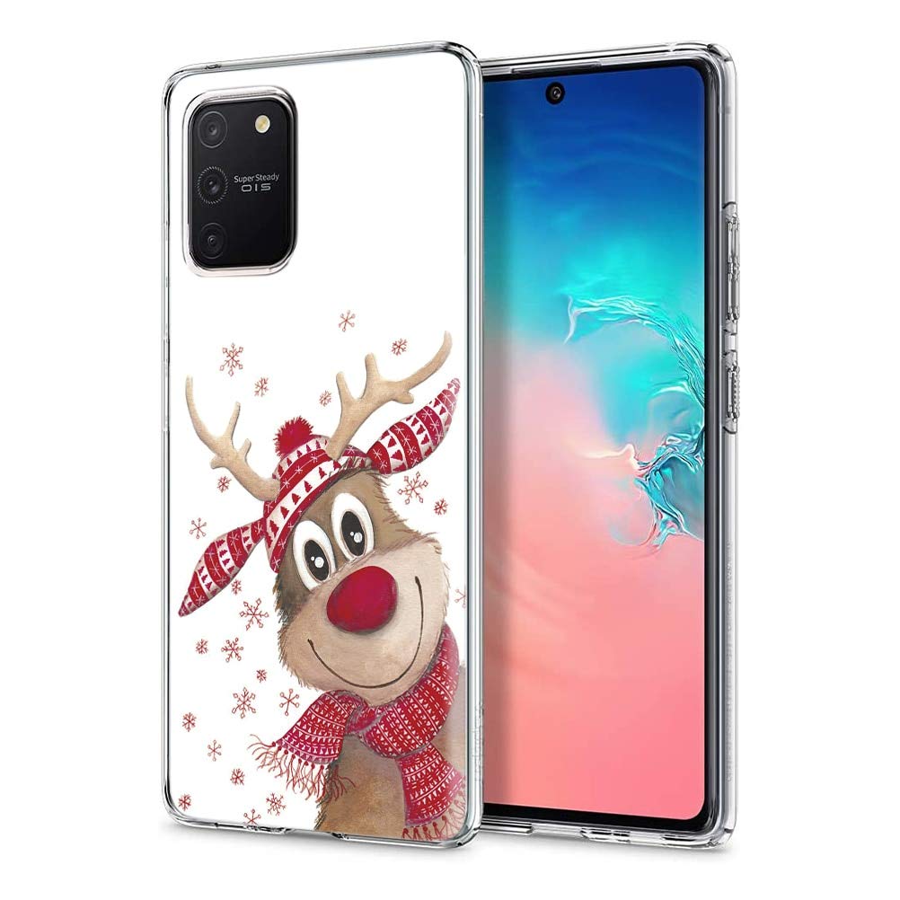 ZhuoFan Case for Samsung Galaxy A41 Case, Samsung Galaxy A41 Phone Case Clear with Christmas Pattern [Ultra Slim] Shockproof Soft TPU Silicone Bumper Skin Back, Santa