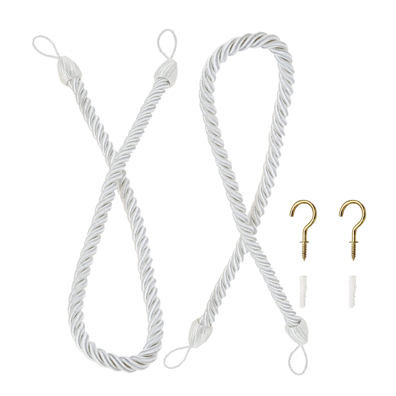 Hicello A Pair 26" Long Twisted Cord Curtain Tie Back, Simple Plain Rope