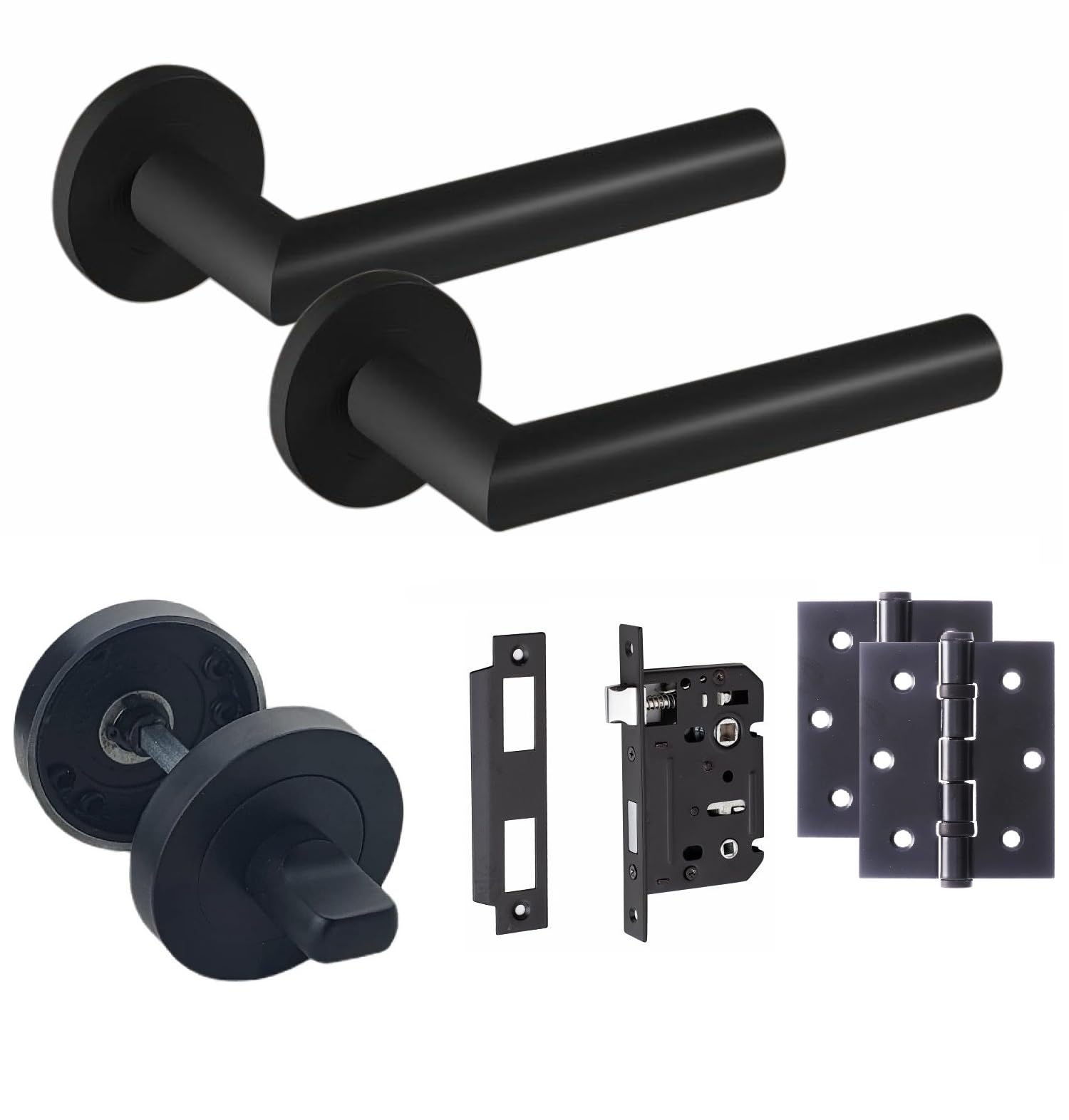 Golden Grace Mitred Door Handle Pair - Matt Black - Round Rose