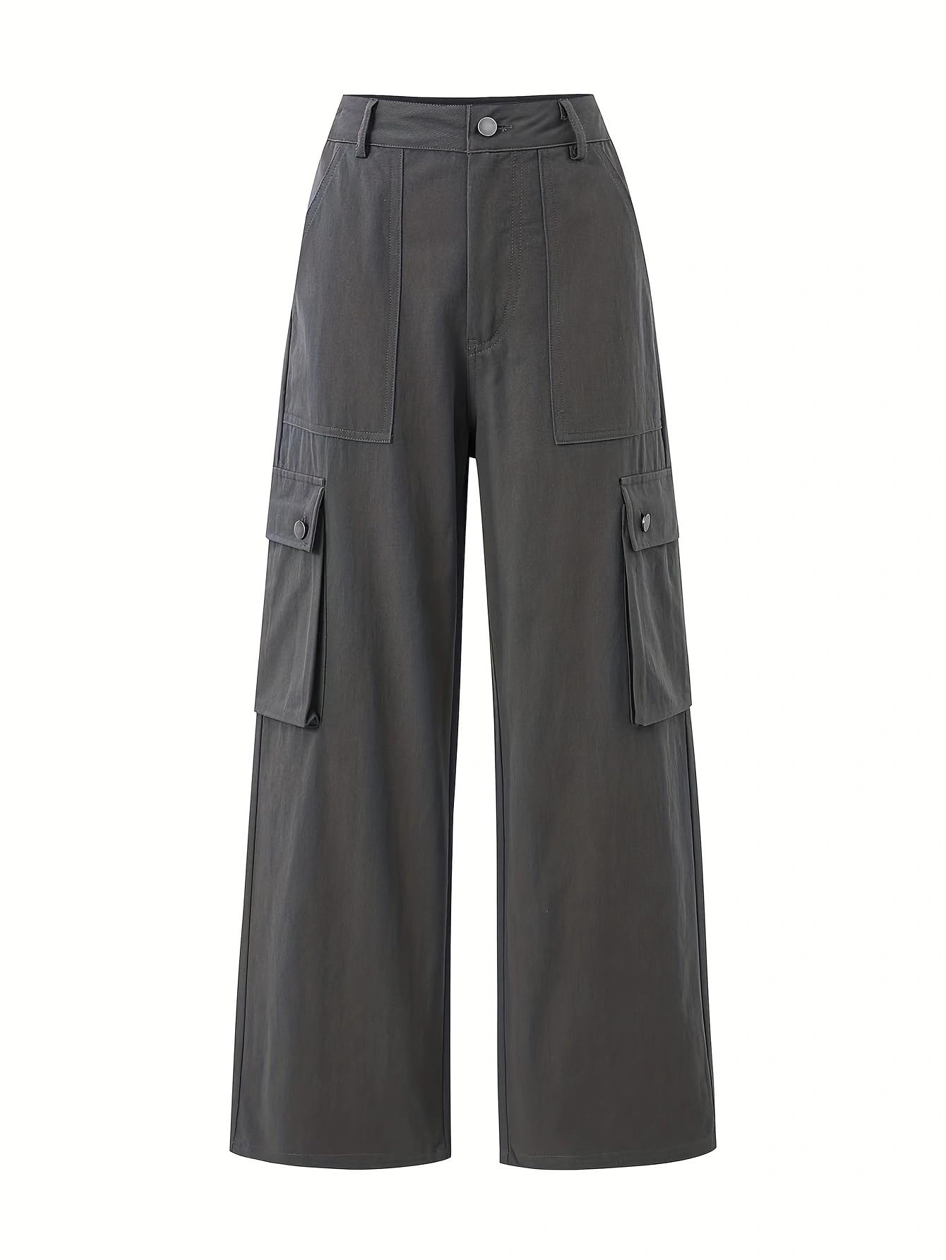 Women High Waisted Loose Cargo Pants Baggy Wide Leg 6 Pockets Casual Trousers