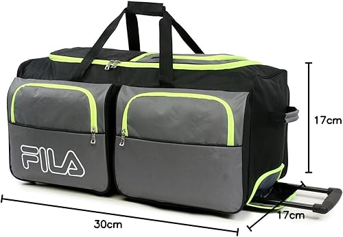 Miniatura 9 de Fila Bolsa de lona grande con 7 bolsillos, gris, lima, (GreyNeon Lime), Bolsa de lona grande con 7 bolsillos