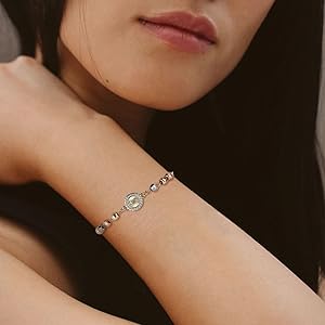 Amazon.com: HZMAN 8.2In Virgin Mary Rosary Bead Cross Bracelet