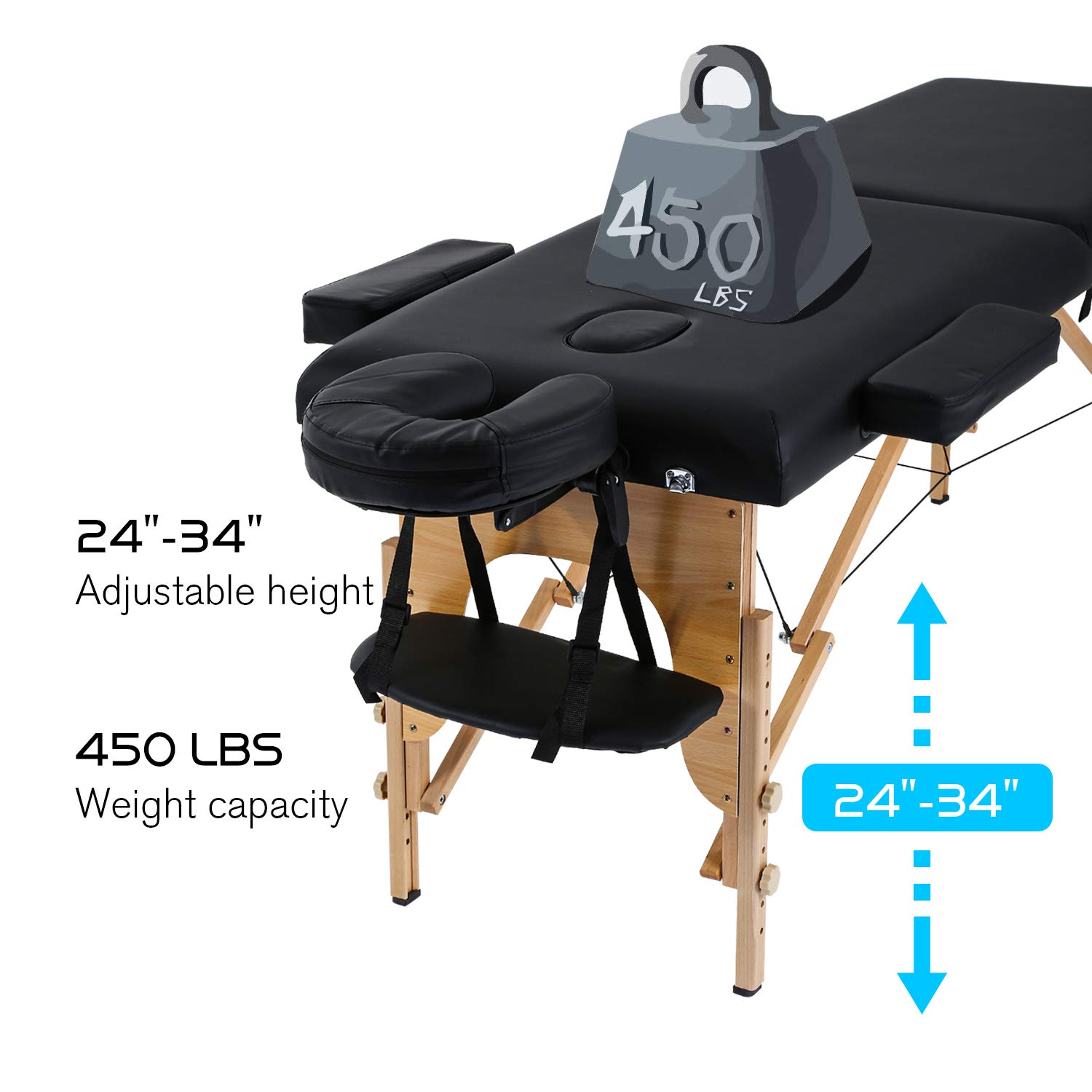 HCB Portable Massage Table SPA Massage Bed Foldable 73