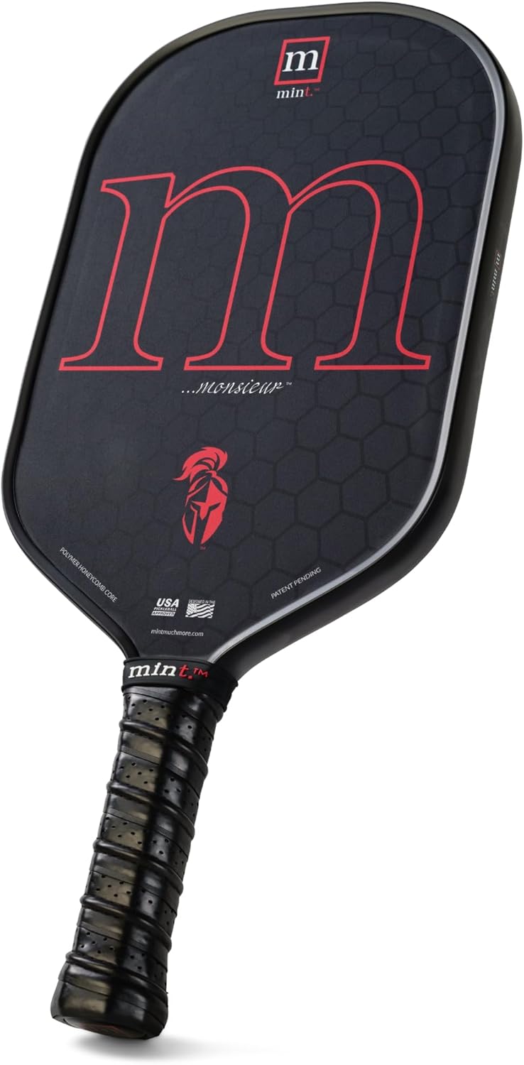 Mint Sport Monsieur Pickleball Paddle – T700 Carbon Fiber Pickleball Paddle with 16mm Polypropylene Core, Textured Spin Surface, TPE Edge Guard, USAPA Approved for Competitive Play