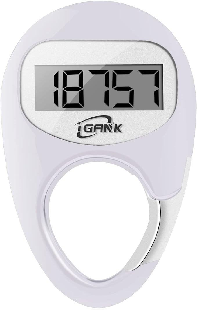 iGANK Simple Walking Pedometer Step Counter for Men Women Kids (White