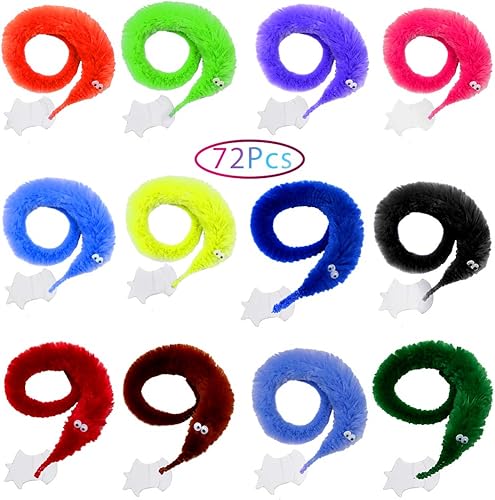 Miniatura 1 de Shyflpopo 72 gusanos mágicos, gusanos retorcidos, gusanos ondulados, gusanos peludos en una cuerda a granel para carnaval, recuerdos de fiesta