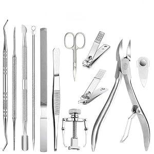 12Pcs Set Professional Pedicure Tools Ingrown Toenail Tools Kit Nail Care Ingrown Toenail Removal Correction Clippers Foot Care