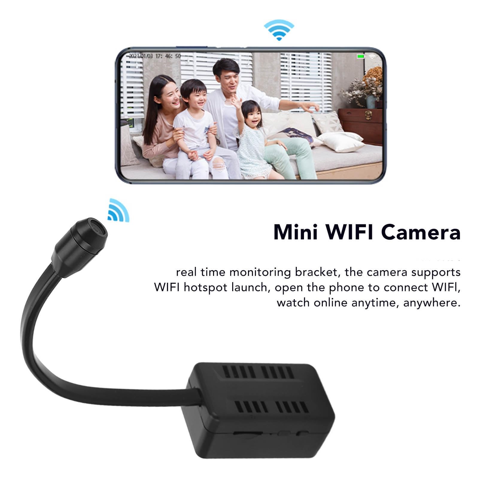 SEAFRONT Mini Caméra Espion sans Fil WiFi 1080P Objectif Serpent Réglable Caméra de Sécurité sans Fil HD Intelligente Détection de Mouvement pour Photo Vidéo Caméra de Surveillance