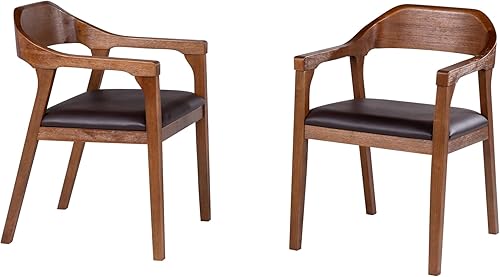 Boraam Rasmus - Sillones de comedor - Juego de 2 - Acabado de cepillo de alambre castaño