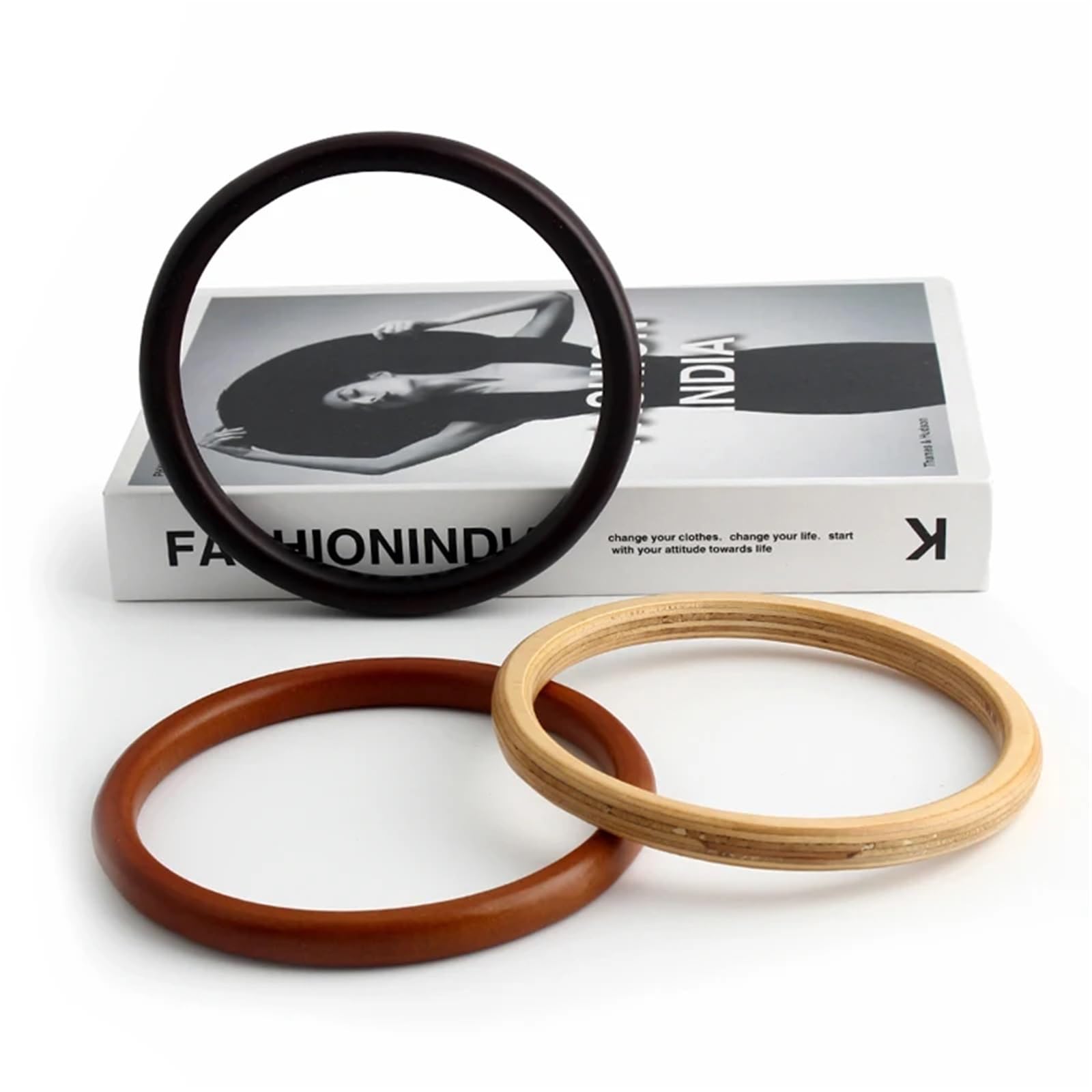 Asas para Bolsos 2 uds., 11,5 cm, mango redondo plano de madera en forma O, bolso cruzado, tejido, marco cartera, accesorios artesanía costura DIY para Hacer Bolsas(A,6 pieces)