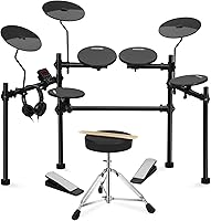 AODSK UAED-403TS Electric Drum Set for Beginners: 4 Quiet 8" Pads, 200 Sounds, Portable Kit with Throne, Sticks & Headphones