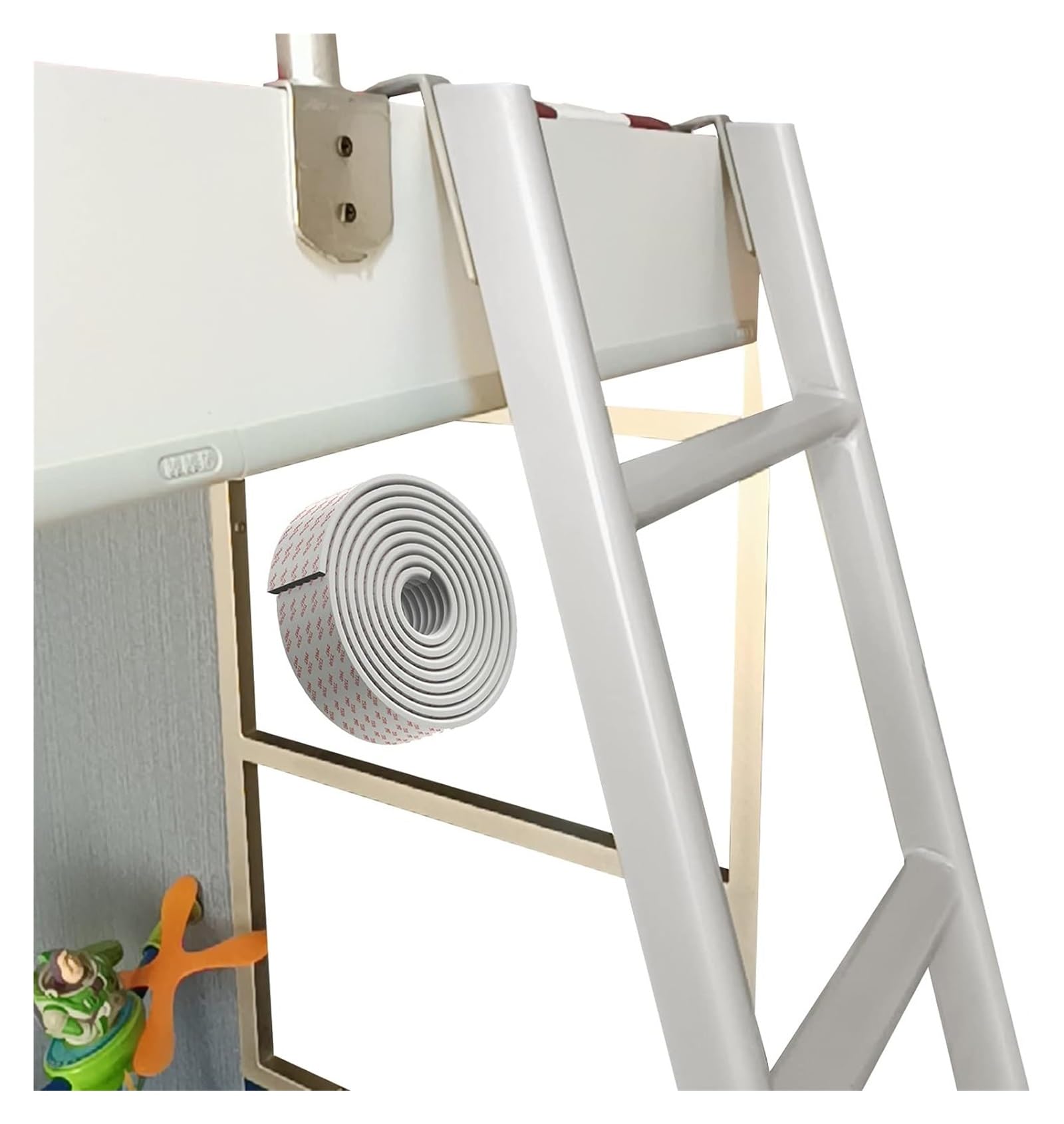 Lit superposé en métal blanc 140cm robuste avec échelle sécurisée