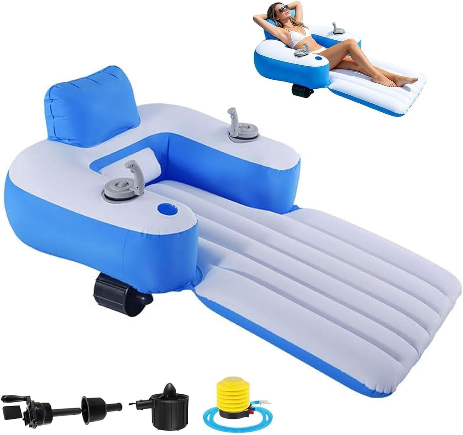 Tumbona Inflable Motorizada Y Recargable para Piscina con Rociador De Agua Giro 360° | Propulsor Giratorio, Diseño, para Tomar El Sol En La