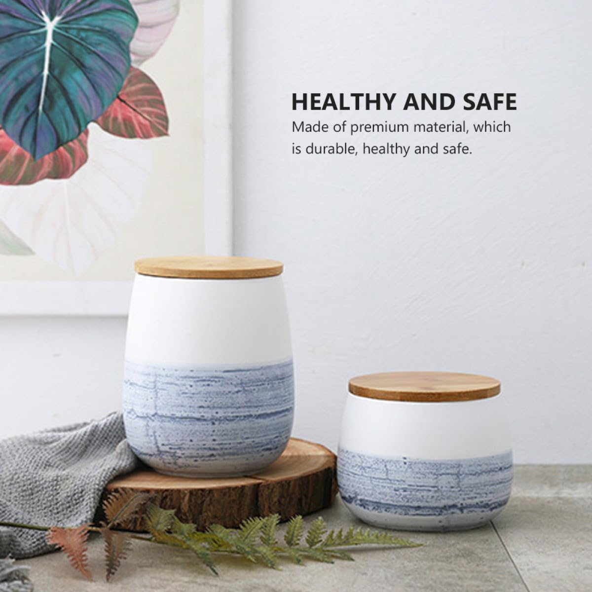 Alipis Barattolo di Ceramica Grande con Coperchio in Legno Sigillato Contenitore per la Conservazione Alimentare in Cucina Vaso per Caramelle e Alimenti Freschi Adatto per Casa e