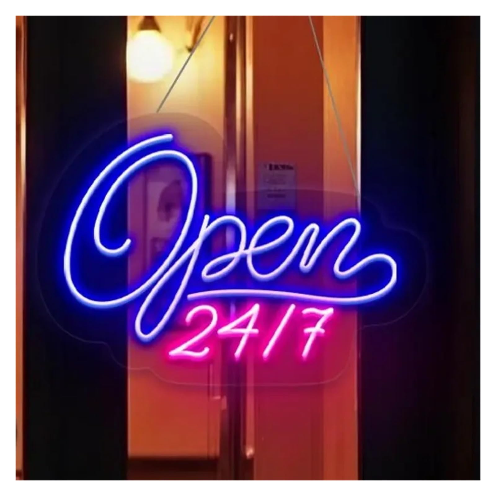 SHOUXI Sign Lamp Open 24/7 Neon Sign Service Light Business Hours for Storefront Bar Restaurant Cafe Shop Wall Hanging Art Decor 38cmx28cm(A)