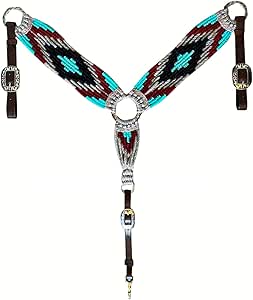 Cheval's International Western Mohair Horse Breast Collar Premium Wool Handmade Equestrian Tack Breast Collar For Horse Multicolor Design 2 Full