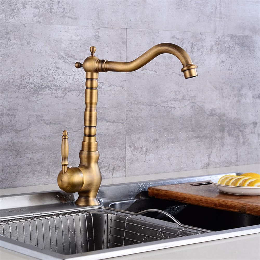 MXXQRHF Antique Bronze Kitchen faucets 360 Rotate Swivel Faucet Hot Cold Water Tap Mixer Kitchen Sink Faucet,Style F