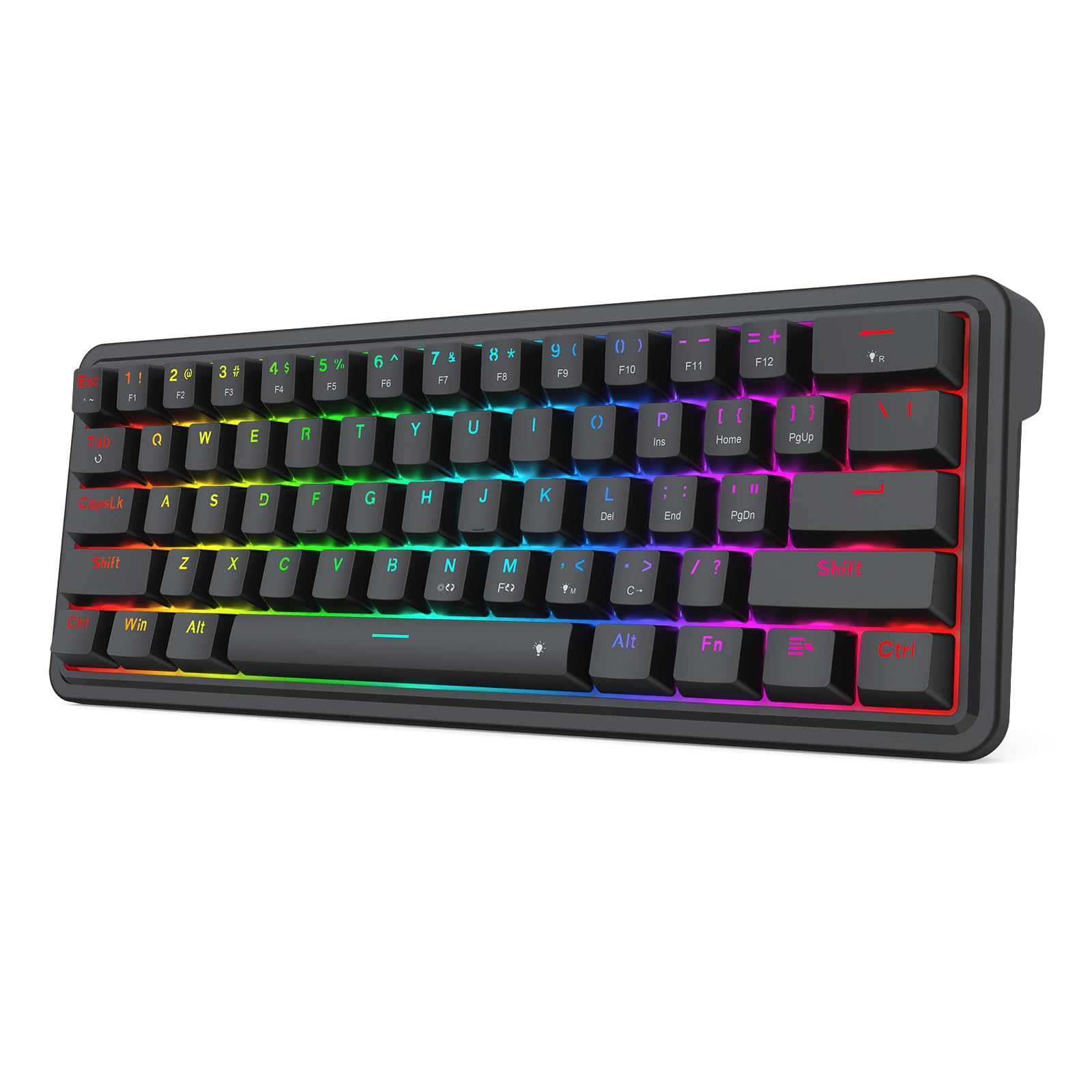 Redragon K722 60 Wired Gasket RGB Gaming Keyboard 61 Keys Hot-Swap Compact Mechanical Keyboard w Free-Mod Socket 3-Layer