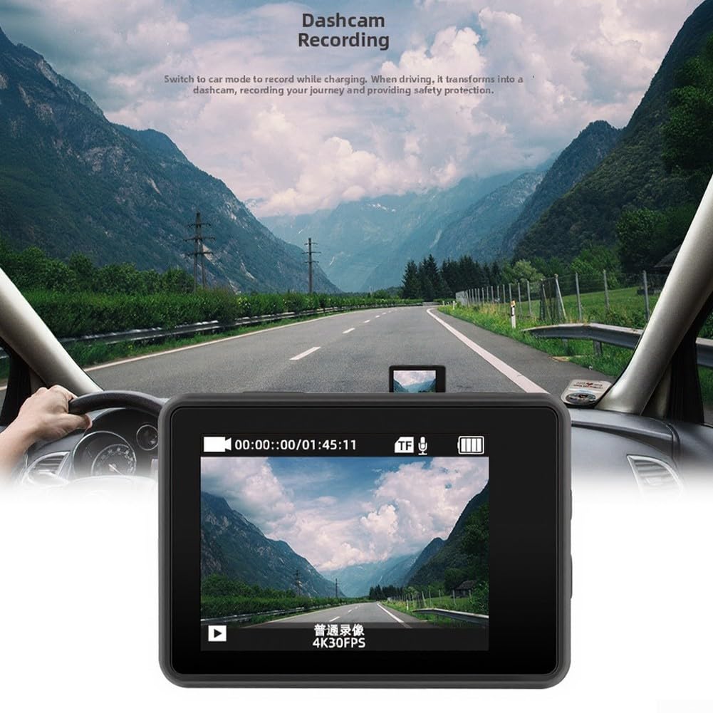 Action camera impermeabile 4K con stabilizzazione dell'immagine doppio display obiettivo grandangolare per snorkeling ciclismo casco Mount UK