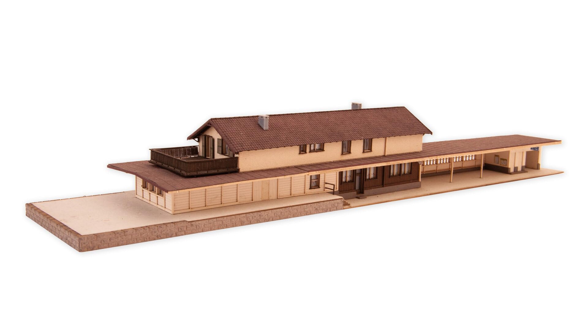 NOCH Dworzec kolejowy "Bergün", zestaw modelarski, 33,7 x 7 cm z techniką cięcia laserowego na tor N, idealna budowa kolejki