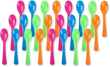Schramm® Eierlöffel aus Kunststoff 4-farbig sortiert 12 oder 24 Stück wählbar 14 x 2,6 cm BPA-frei wiederverwendbar Joghurtlöffel Babylöffel 12er oder 24er Pack Plastiklöffel, Größe:24 Stück