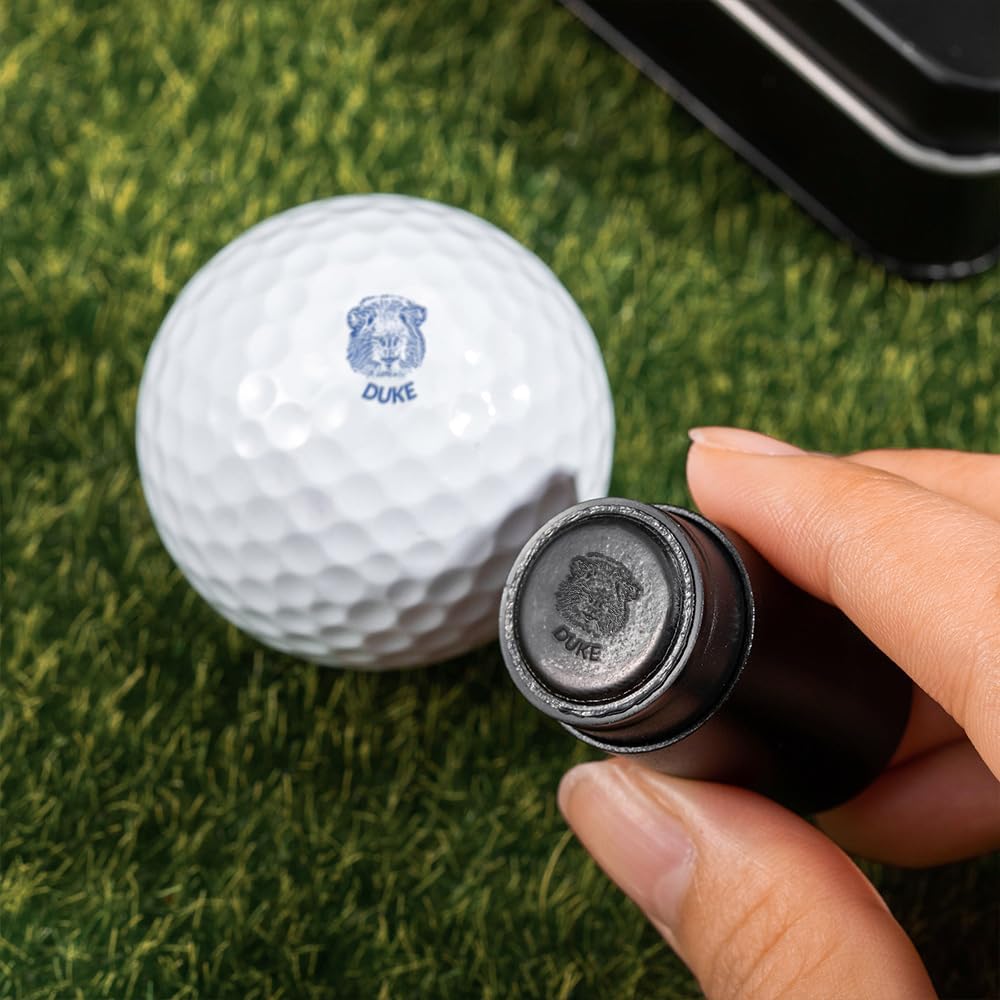 Personalized Dog Cat Portrait Photo Golf Ball Stamp, Custom Name and Pet Photo Golf Ball Marker with Metal Box Gift for Golf Players Pet Lovers