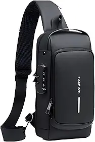 Mochila Premium Antifurto Com Senha, Entrada USB E Fone, Resistente À Água, Bolsa Executiva Masculina, Marca VARENZIA