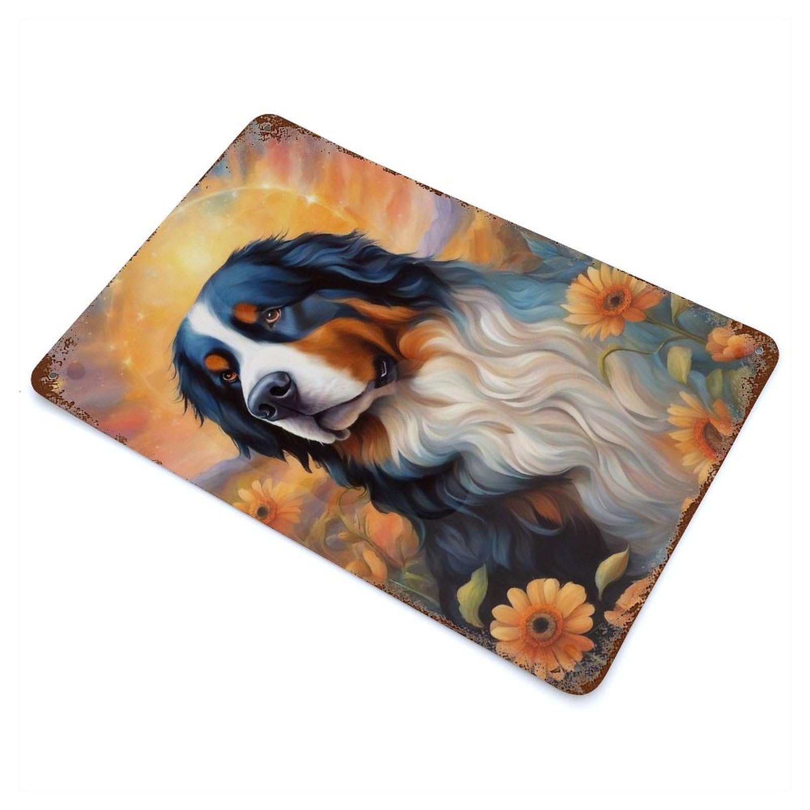 Garage Style Dog000131 Rust Effect Tin Sign 11.8"x7.9", Farmhouse Wall Decor for Bar And Workshop