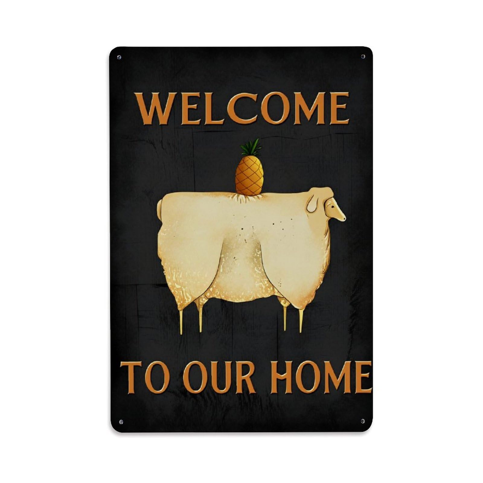 Enderetf Vintage Sheep With Pineapple On Back Tin Sign Metal Poster, Home Bar Garage Man Cave Cafe Indoor & Outdoor Wall Decoration 8X12inches
