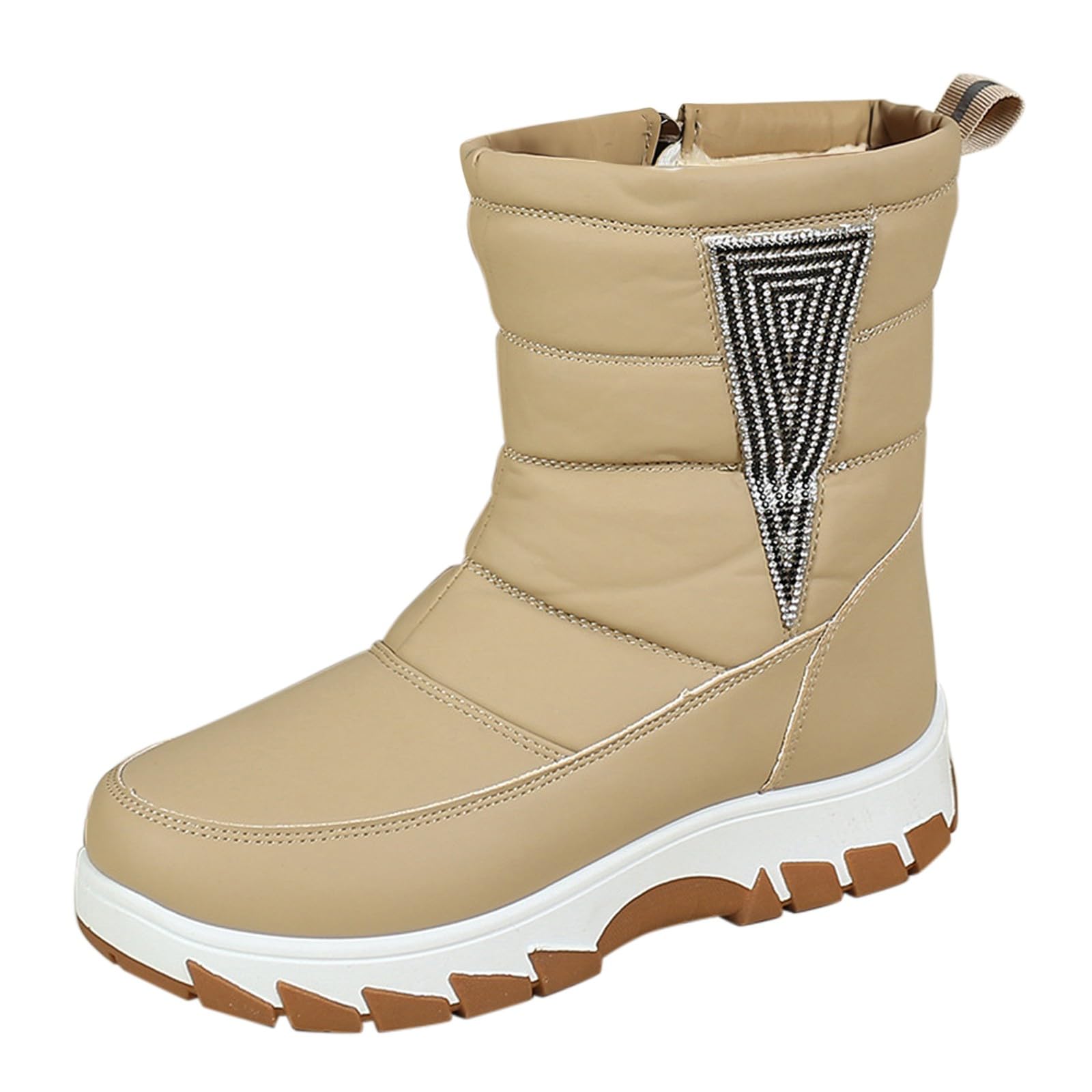 Stivali Da Neve Donna Stivali Pelliccia Fodera Calda Cerniera Impermeabile Stivaletti Suola Antistrappo Scarpe All'aperto Confortevole Scarpe Invernali
