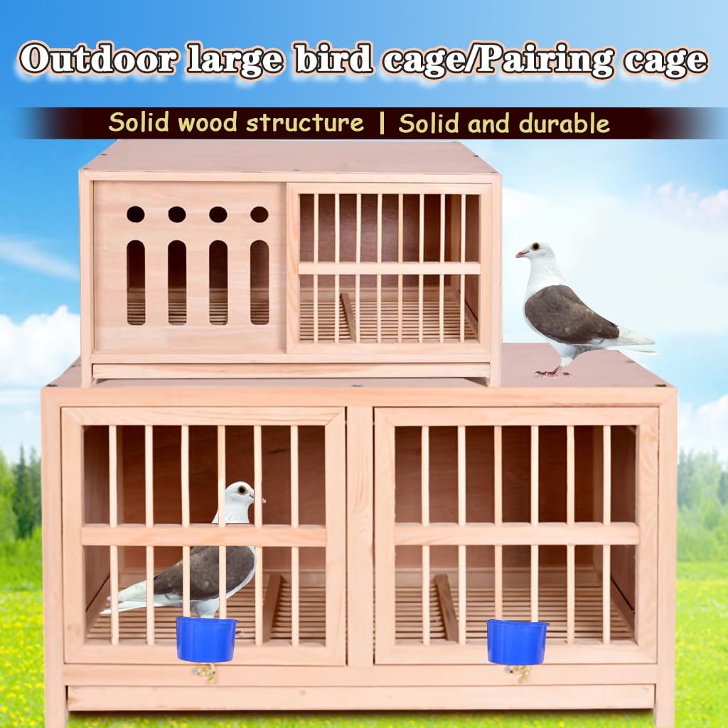 Caja Nido para Palomas para Exteriores con Puerta A Prueba De Luz, Jaula Grande para Palomas, Pajarera para pájaros con Puerta Corrediza De Madera Maciza(23.6IN*1)