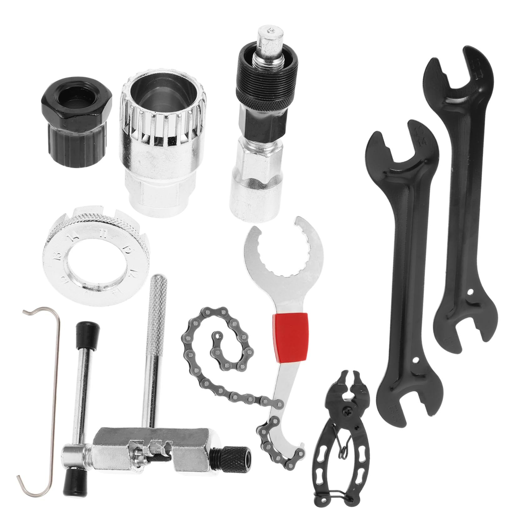 Gatuida Kit de Reparación para Bicicleta de Montaña, Extracción de Plato y Eje Central, Acero Sinterizado y Plástico, Compacto para Viajes y Reparaciones Exteriores