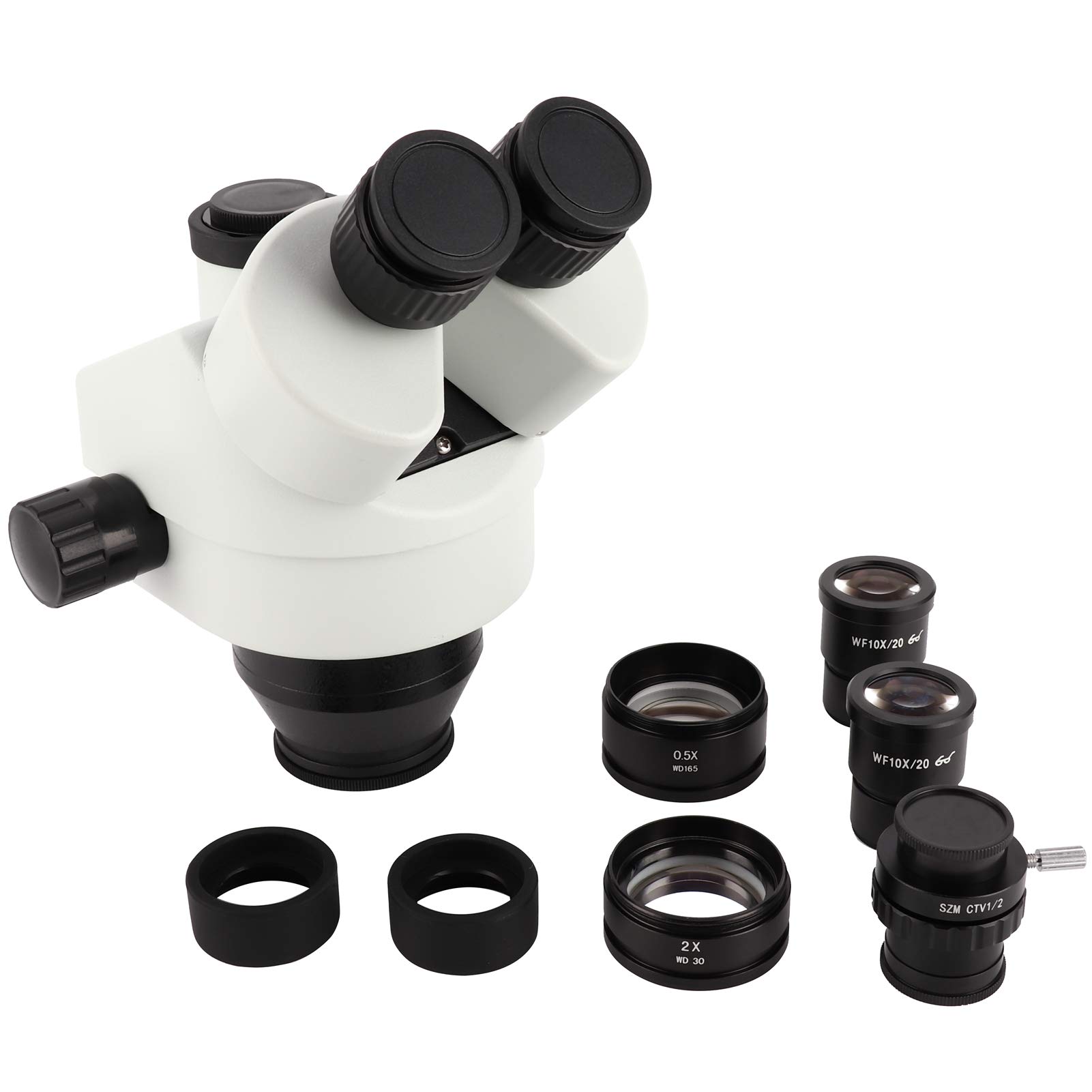 Mikroskopobjektiv 7X-45X Trinokular-Mikroskopobjektiv-Okularset Stereomikroskop-Zubehör WeißMit 0,5-fachem Objektiv-Mikroskop-Okular Stereomikroskop-Objektiv (with 0.5X + 2.0X Objective Lens)