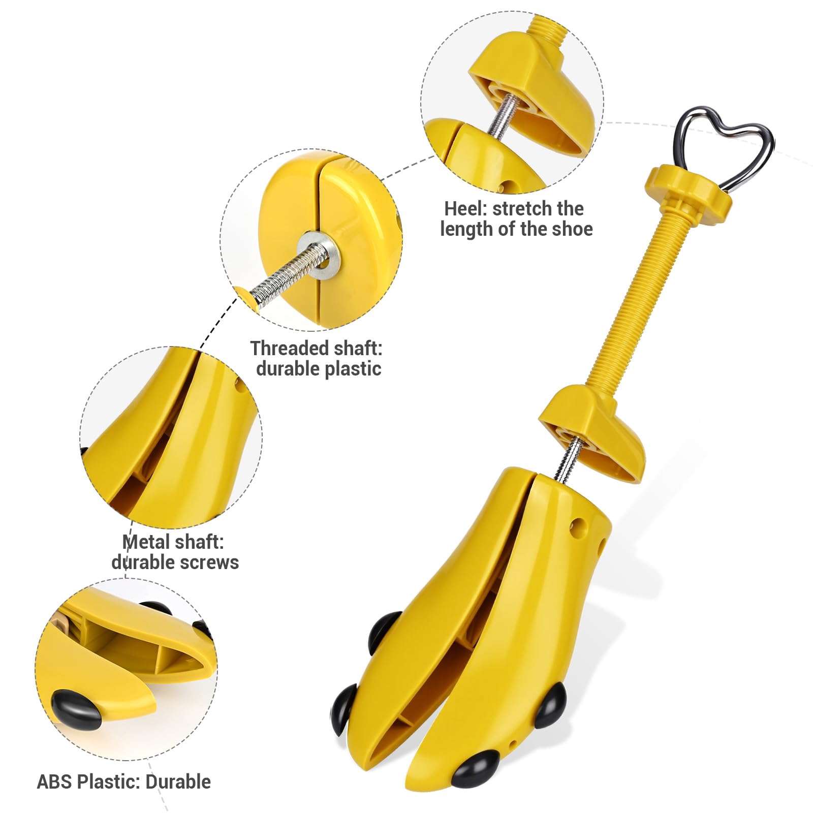 1 par de hormas de zapatos ajustables, expansores de zapatos para hombre y mujer, ancho para zapatos demasiado ajustados, zapatos nuevos, zapatillas de piel, amarillo, talla única EU40-47